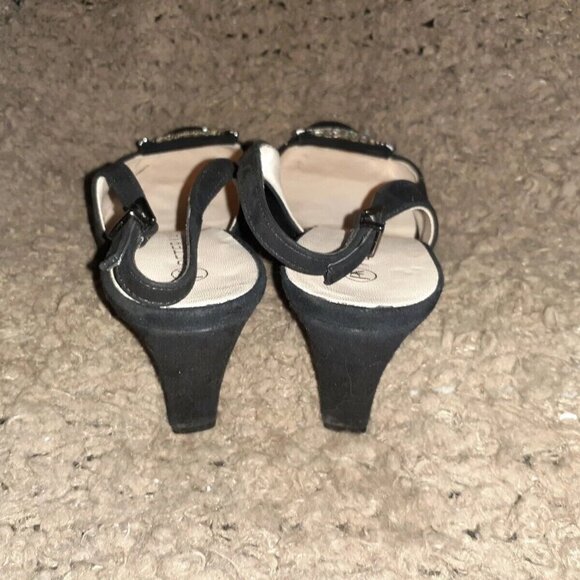 PETER KAISER-Black Suede w/Jeweled Vamp-Adjustable Slingback-Sz 4.5 UK-6.5 US-EX - Picture 5 of 7